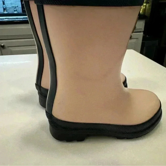 Hatley Little Girls Solid Pink Navy Trim Rain Boots Size 6 - Picture 4 of 9